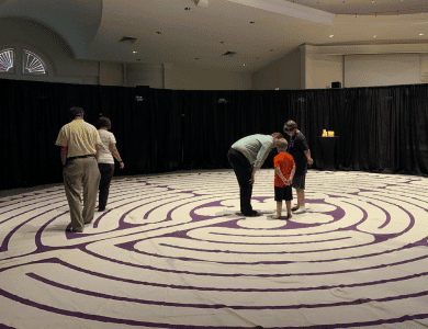 Learning about the prayer labyrinth, Maundy Thursday 2023