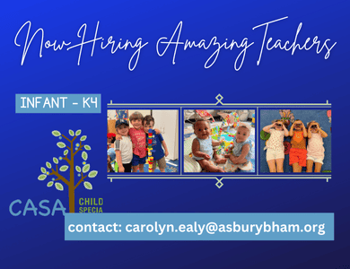 Parents - Asbury's Mother's Day Out, Pre-K, & Kindergarten is hiring teachers!