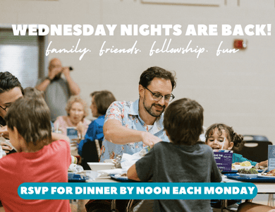 Dinner & faith-building opportunities for adults, students, and kids await!