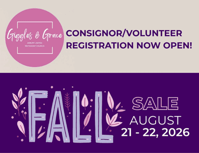 Consigner & volunteer registration is open for Giggles & Grace Fall 2026 sale.