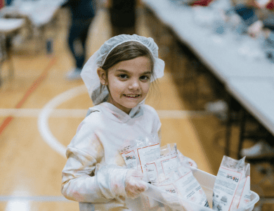 Kids are great helpers at Rise Against Hunger meal-packing events!